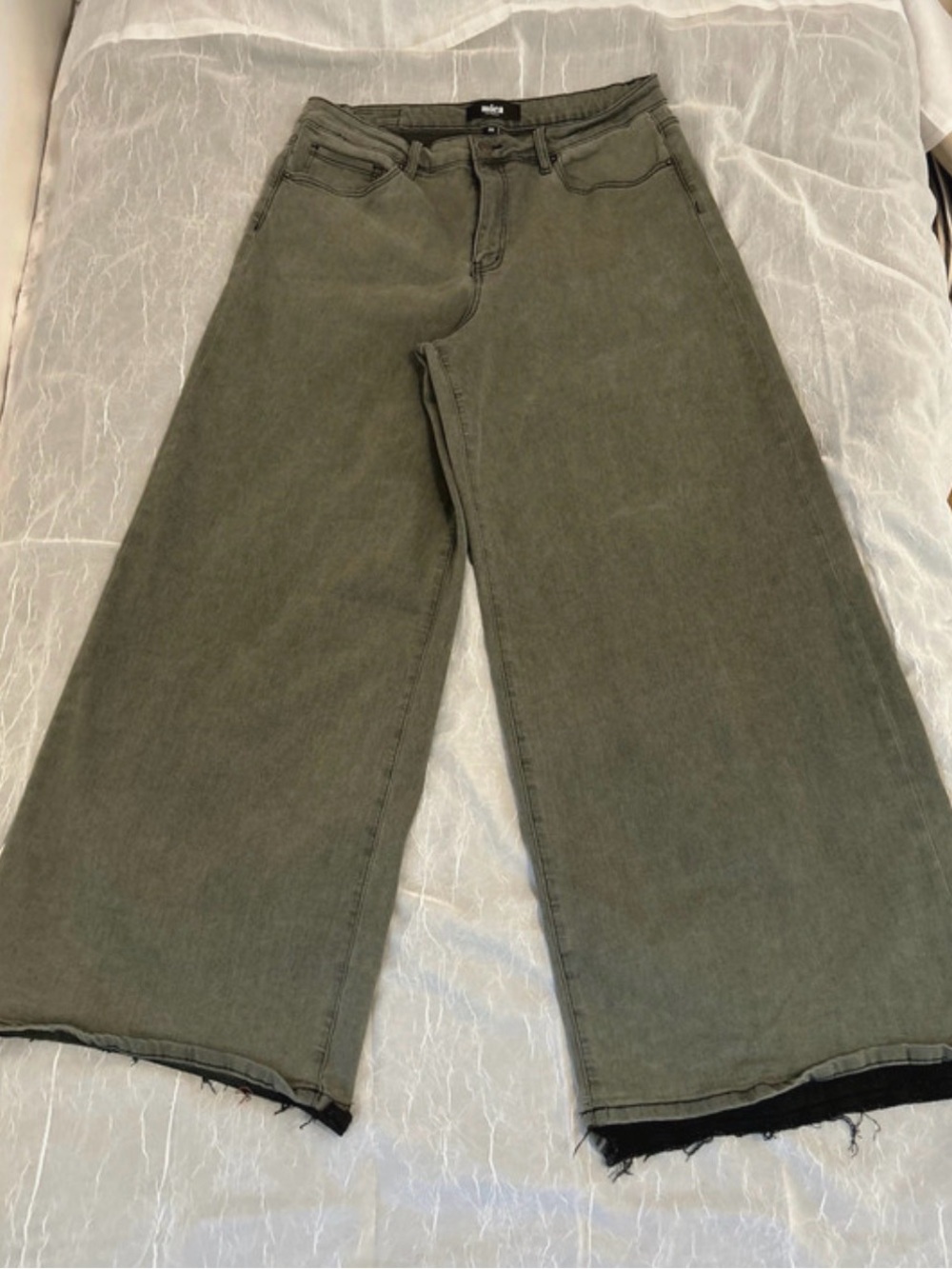 High-Rise Wide-Leg Jeans in Olive Green by Mica Los Angeles denim